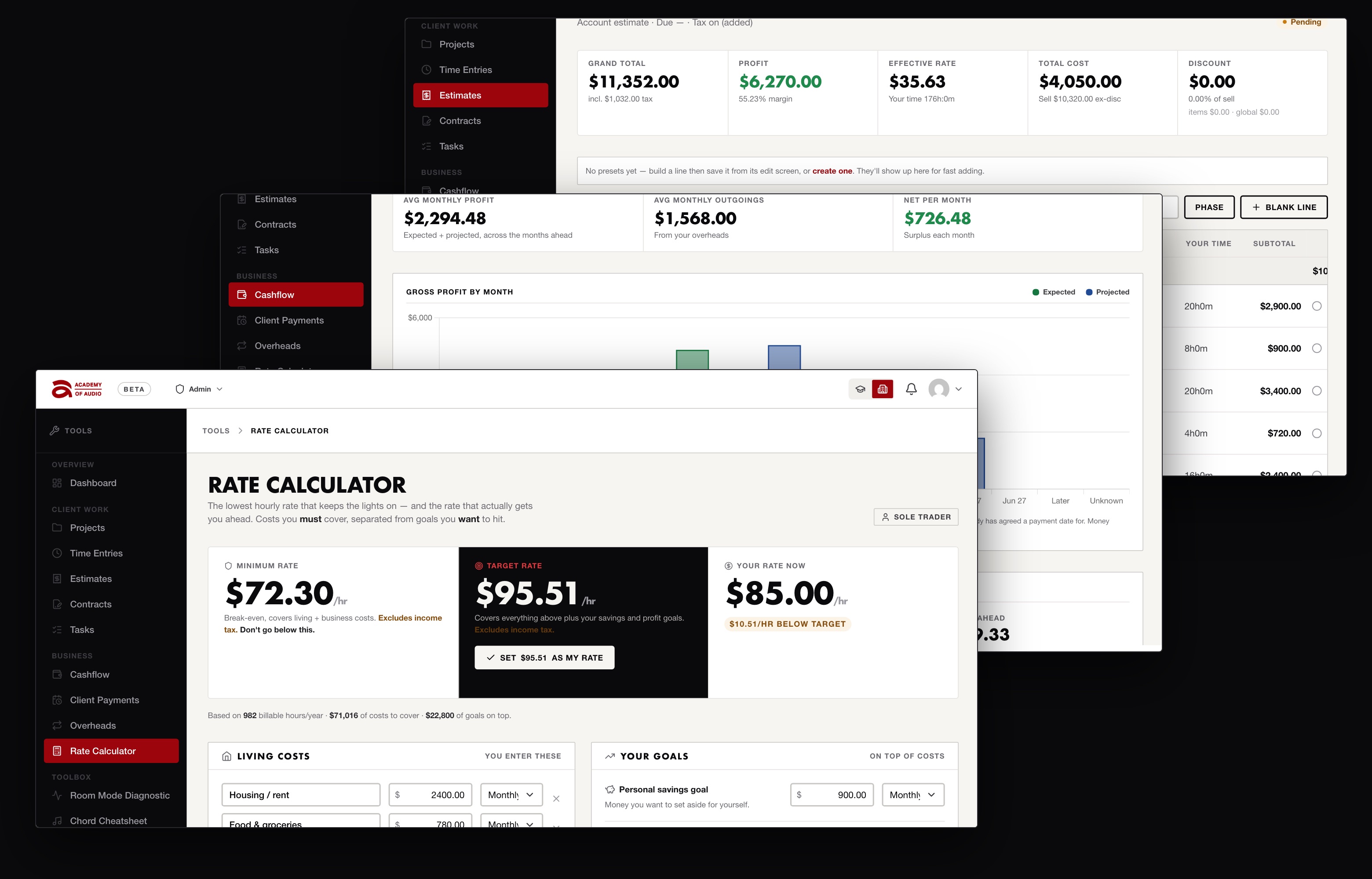 The producer toolset on screen